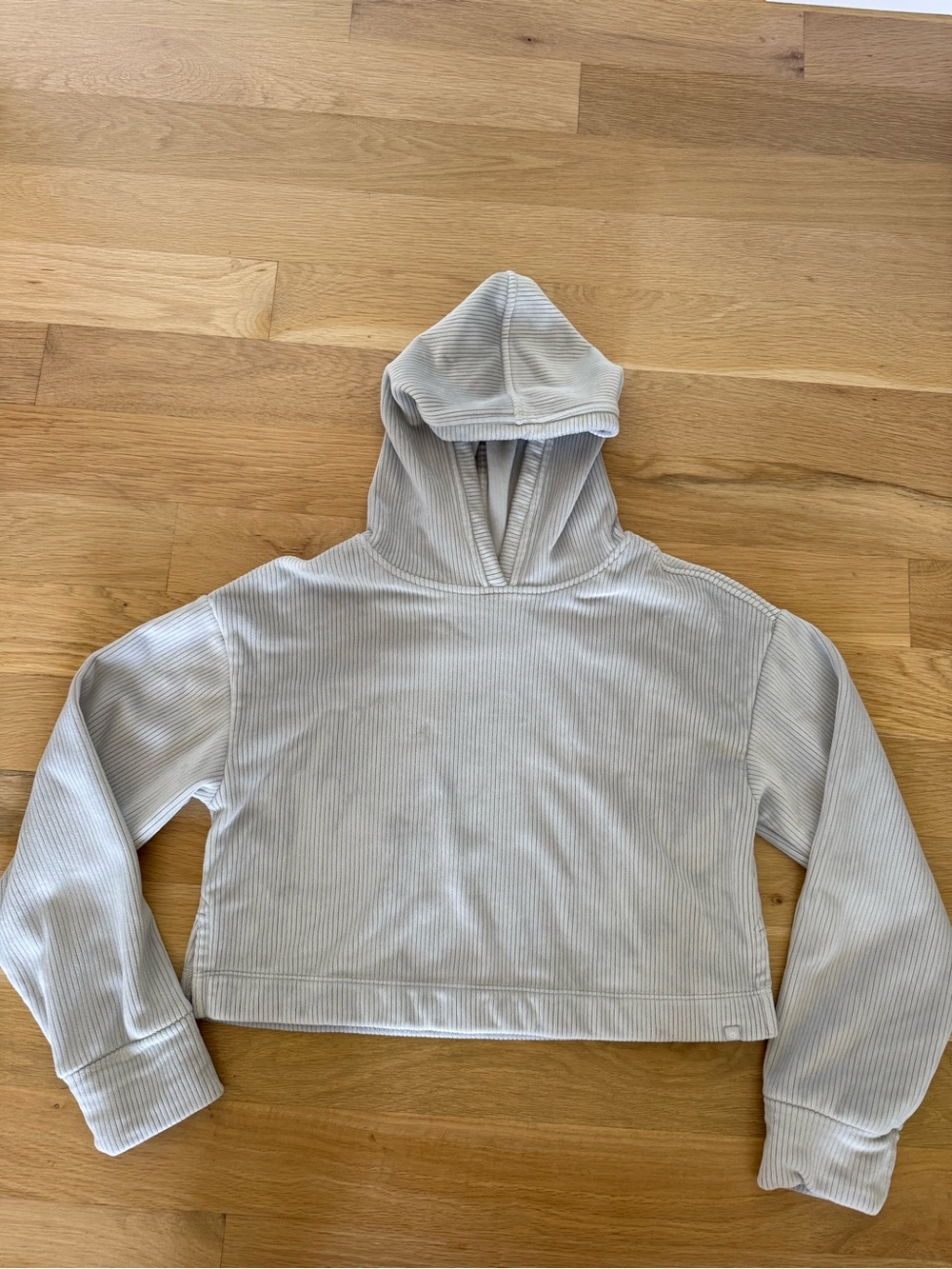 Athleta Girl Light Blue Grey Ribbed Hoodie Large/10 girls